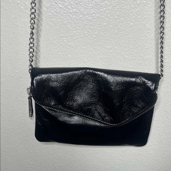 Hobo Black Leather Chain Convertible Small Crossbody Clutch - Picture 1 of 6